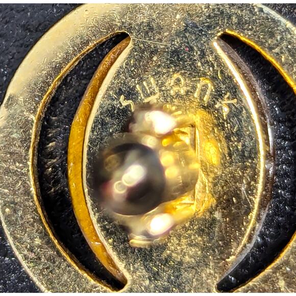 Swank Cuff Links, Gold-tone, Tiger's Eye Stone, Bullet Back Toggle - Picture 3 of 4